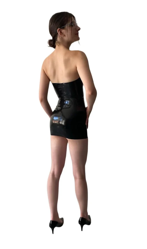Strapless Latex Mini Dress - Image 3